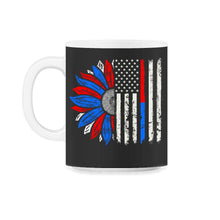 Load image into Gallery viewer, Thin Red & Blue Line American Flag Shirt, Law Enforcement Tee, Police - 11oz Mug - Black on White