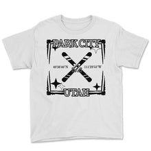 Load image into Gallery viewer, Ski Shirt, Park City Utah Mountain Skiing Snowboard Retro Tee, Winter - Youth Tee - White