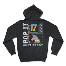 Load image into Gallery viewer, 17th Birthday Girl Unicorn Cute Tee, Pop Birthday Party Theme Costume - Hoodie - Black