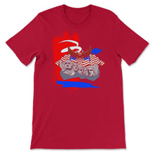 Load image into Gallery viewer, 4th Of July Shirt, Independence Day Tee, USA Flag Mount Rushmore Bald - Unisex T-Shirt - Red