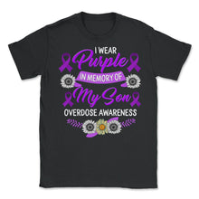 Load image into Gallery viewer, Drug Overdose Awareness Shirt, In Memory Of My Son Sunflower Tee, - Unisex T-Shirt - Black