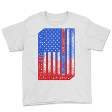 Load image into Gallery viewer, Thin Red & Blue Line American Flag Shirt, Law Enforcement Tee, Police - Youth Tee - White