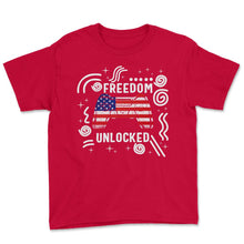 Load image into Gallery viewer, 4th Of July Shirt, Freedom Unlocked Controller Flag Funny - Youth Tee - Red