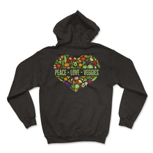 Load image into Gallery viewer, Vegetables Shirt, Peace Love Veggies Tee, Vegetables Gardening Vegan - Hoodie - Black
