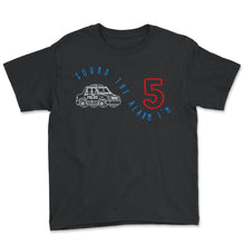 Load image into Gallery viewer, Police Shirt, Sound The Alarm I'm 5 Tee, Policeman Cop, Police - Youth Tee - Black