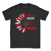 Load image into Gallery viewer, DSP Shirt, Difference Maker Hashtag Proud DSP Heart Tree Sunflower - Unisex T-Shirt - Black