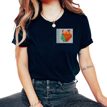 Load image into Gallery viewer, Cartoon Shirt, Cute Cat Strawberry Pocket Tee, Pet Animal Cat Lover - Unisex T-Shirt - Black