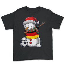 Load image into Gallery viewer, Soccer Boy Dabbing Snowman Christmas Jersey Germany Shirt, Football - Youth Tee - Black