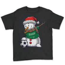 Load image into Gallery viewer, Soccer Boy Dabbing Snowman Christmas Jersey Saudi Arabia Shirt, - Youth Tee - Black