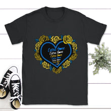 Load image into Gallery viewer, Down Syndrome Awareness Month, Extra Love 3.21 Flower Heart, Down - Unisex T-Shirt - Black