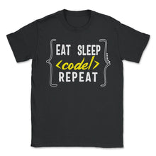 Load image into Gallery viewer, Eat Sleep Code Repeat T shirt - Unisex T-Shirt - Black