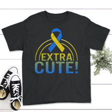 Load image into Gallery viewer, World Down Syndrome Day, Extra Cute Down Syndrome, Trisomy 21, - Youth Tee - Black