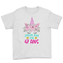 Load image into Gallery viewer, Enfant T Shirt 47 Ans Fille Anniversaire Cadeau Licorne T Shirt copy - Youth Tee - White