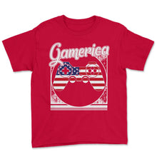 Load image into Gallery viewer, 4th Of July Shirt, Gamerica USA Flag Video Gamer Independence Day USA - Youth Tee - Red