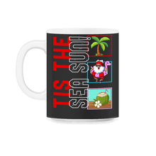 Load image into Gallery viewer, Christmas In July Shirt, 'Tis The Sea Sun Cute Santa Flamingo Float - 11oz Mug - Black on White