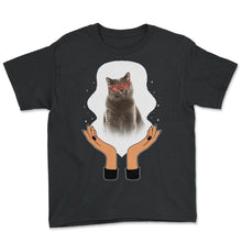 Load image into Gallery viewer, Valentines Day Shirt, Cat Heart Sunglasses Cute Valentines Tee, Cat - Youth Tee - Black