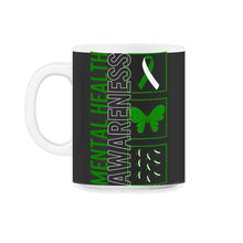 Load image into Gallery viewer, Mental Health Awareness Shirt, Butterfly Green Ribbon Tee, Mental - 11oz Mug - Black on White