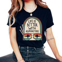 Load image into Gallery viewer, Life Is Better With Acupuncture Vintage Retro Shirt, Needle Therapist - Unisex T-Shirt - Black