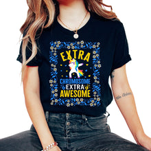 Load image into Gallery viewer, World Down Syndrome Day Shirt, Extra Chromosome Dabbing Unicorn Down - Unisex T-Shirt - Black
