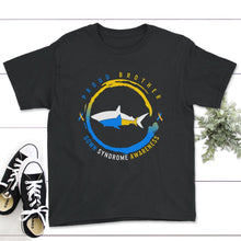 Load image into Gallery viewer, World Down Syndrome Day Shirt, Proud Brother Down Syndrome Shark Tee, - Youth Tee - Black