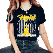Load image into Gallery viewer, Meniere’s Disease Awareness Shirt, Fight Meniere's US Flag Ribbon Tee - Unisex T-Shirt - Black