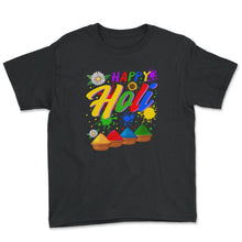 Load image into Gallery viewer, Happy Holi Festival Shirt, Festival Of Colors, Holi Festival Lover - Youth Tee - Black