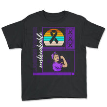 Load image into Gallery viewer, Sjögren's Syndrome Awareness Shirt, Unbreakable Woman Ribbon Tee, - Youth Tee - Black