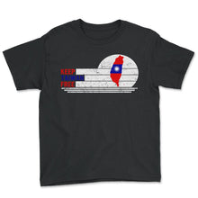 Load image into Gallery viewer, Taiwan Shirt, Keep Taiwan Free Flag Map Art Tee, Support Chinese - Youth Tee - Black