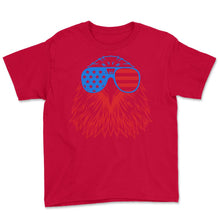 Load image into Gallery viewer, 4th Of July Shirt, Independence Day USA Flag Patriotic Eagle Wearing - Youth Tee - Red