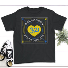 Load image into Gallery viewer, World Down Syndrome Day Shirt, 321 Heart Down Syndrome Awareness, - Youth Tee - Black