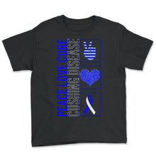 Load image into Gallery viewer, Peace Love Cure Cushing Disease T Shirt - Youth Tee - Black
