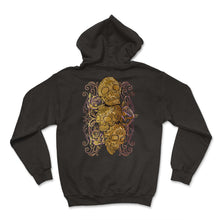 Load image into Gallery viewer, El Dia de Los Muertos Day of the Dead Purple Floral Sugar Skulls - Hoodie - Black