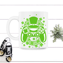 Load image into Gallery viewer, St. Patricks Day Shirt, Video Game Controller, Irish Rainbow Lucky - 11oz Mug - White
