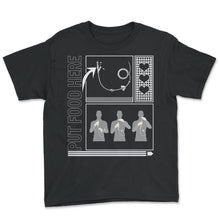 Load image into Gallery viewer, Feeding Tube Awareness Shirt, Put Food Here Heart Tee, Feeding Tubie - Youth Tee - Black