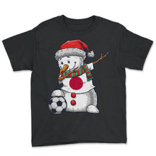 Load image into Gallery viewer, Soccer Boy Dabbing Snowman Christmas Jersey Japan Shirt, Football - Youth Tee - Black