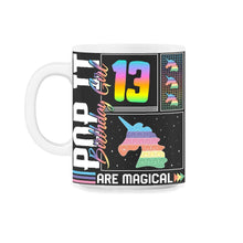 Load image into Gallery viewer, 13th Birthday Girl Unicorn Cute Tee, Pop Birthday Party Theme Costume - 11oz Mug - Black on White