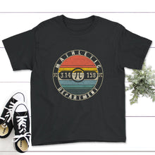 Load image into Gallery viewer, Pi Day Shirt, Mathletic Pi Department, Math Teacher Gift, 3.14 Math - Youth Tee - Black