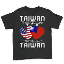 Load image into Gallery viewer, America And Taiwan Shirt, Taiwanese American Flag Tee, Dual - Youth Tee - Black