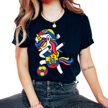 Load image into Gallery viewer, Soccer Girl Dabbing Unicorn Christmas Hat Scarf Ecuador Jersey Shirt, - Unisex T-Shirt - Black