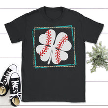 Load image into Gallery viewer, Baseball St Patricks Day, Four Leaf Clover Baseball Lover Gift, Men - Unisex T-Shirt - Black