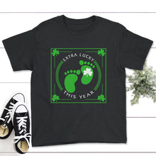 Load image into Gallery viewer, St. Patricks Day Shirt, Extra Lucky This Year, Irish Lucky St. Pattys - Youth Tee - Black