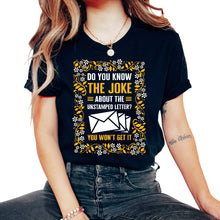 Load image into Gallery viewer, Mailman Shirt, Joke About The Unstamped Letter Envelop Floral Tee, - Unisex T-Shirt - Black