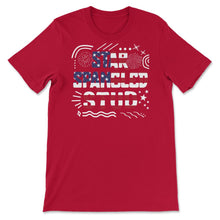 Load image into Gallery viewer, 4th Of July Shirt, Star Spangled Stud Fireworks USA Flag Independence - Unisex T-Shirt - Red