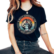 Load image into Gallery viewer, Lighthouse Shirt, Always Searching For My Next Lighthouse Vintage - Unisex T-Shirt - Black