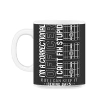 Load image into Gallery viewer, Correctional Officer Shirt, I Can't Fix Stupidity Padlock Funny Tee, - 11oz Mug - Black on White