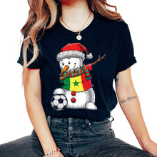 Load image into Gallery viewer, Soccer Boy Dabbing Snowman Christmas Jersey Senegal Shirt, Football - Unisex T-Shirt - Black