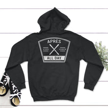 Load image into Gallery viewer, Après All Day Shirt, Retro Skiing Skier Gift, Snowboarding Lover Tee, - Hoodie - Black