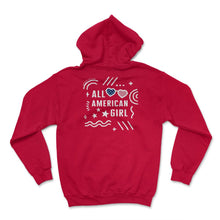 Load image into Gallery viewer, 4th Of July Shirt, All American Girl Flag Heart Sunglasses - Hoodie - Red