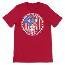 Load image into Gallery viewer, 4th Of July Shirt, Sippin On Liber-Tea Abe Lincoln Beard 16th - Unisex T-Shirt - Red