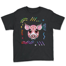Load image into Gallery viewer, Dia De Los Muertos Shirt, Pig Sugar Skull Tee, Dead Animal Skull - Youth Tee - Black